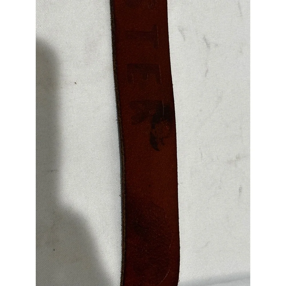 Y2K Hollister California Brown Leather Belt Mens Sz 32 Embossed Logo Distressed